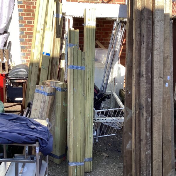 Lot of timber bundles for construction and DIY projects.
