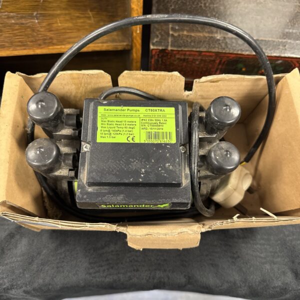 Used Salamander CT50Xtra shower pump for bathroom water pressure.