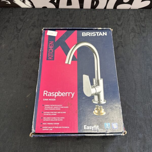 New Bristan Raspberry sink mixer tap in original packaging.