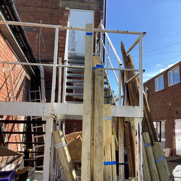 Lot of timber bundles for construction and DIY projects.