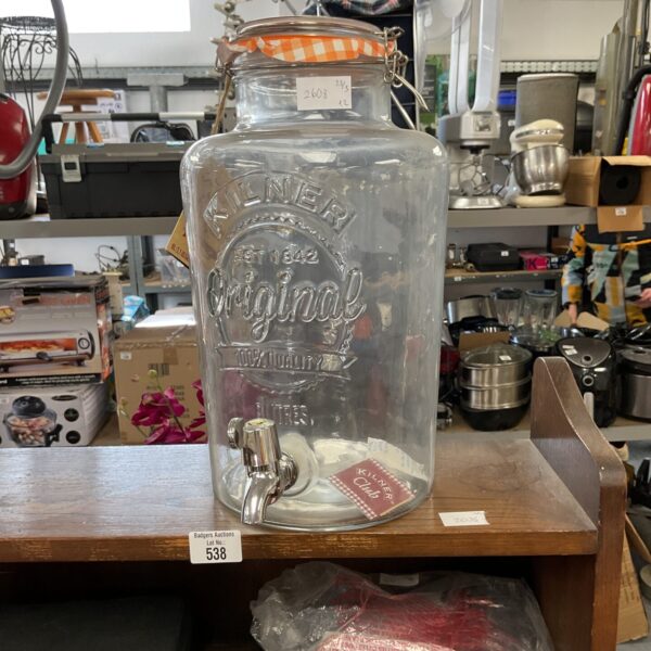 Vintage Kilner glass dispensing jar with tap.