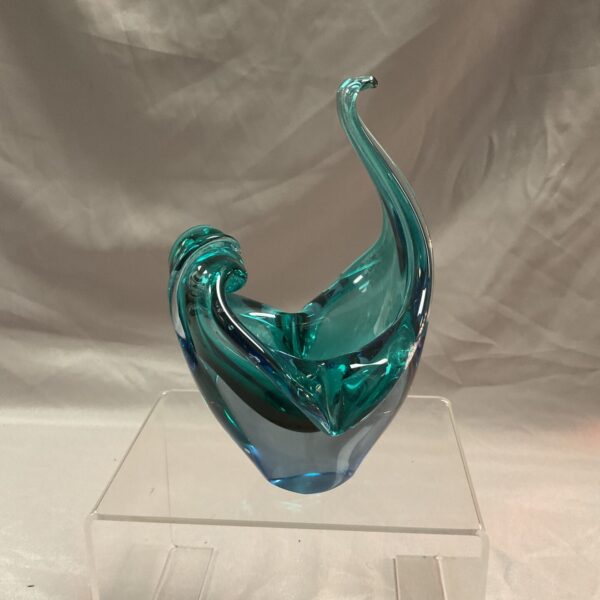 Vibrant blue Murano art glass vase with splash design.