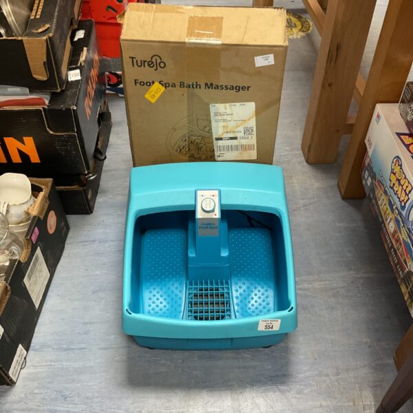 Boxed Turejo foot spa massager with Omron branding.