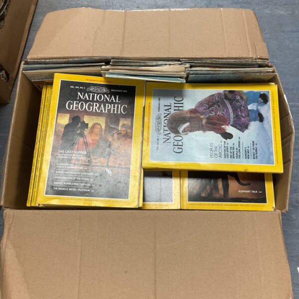 Vintage National Geographic magazines and ordinance survey maps collection.