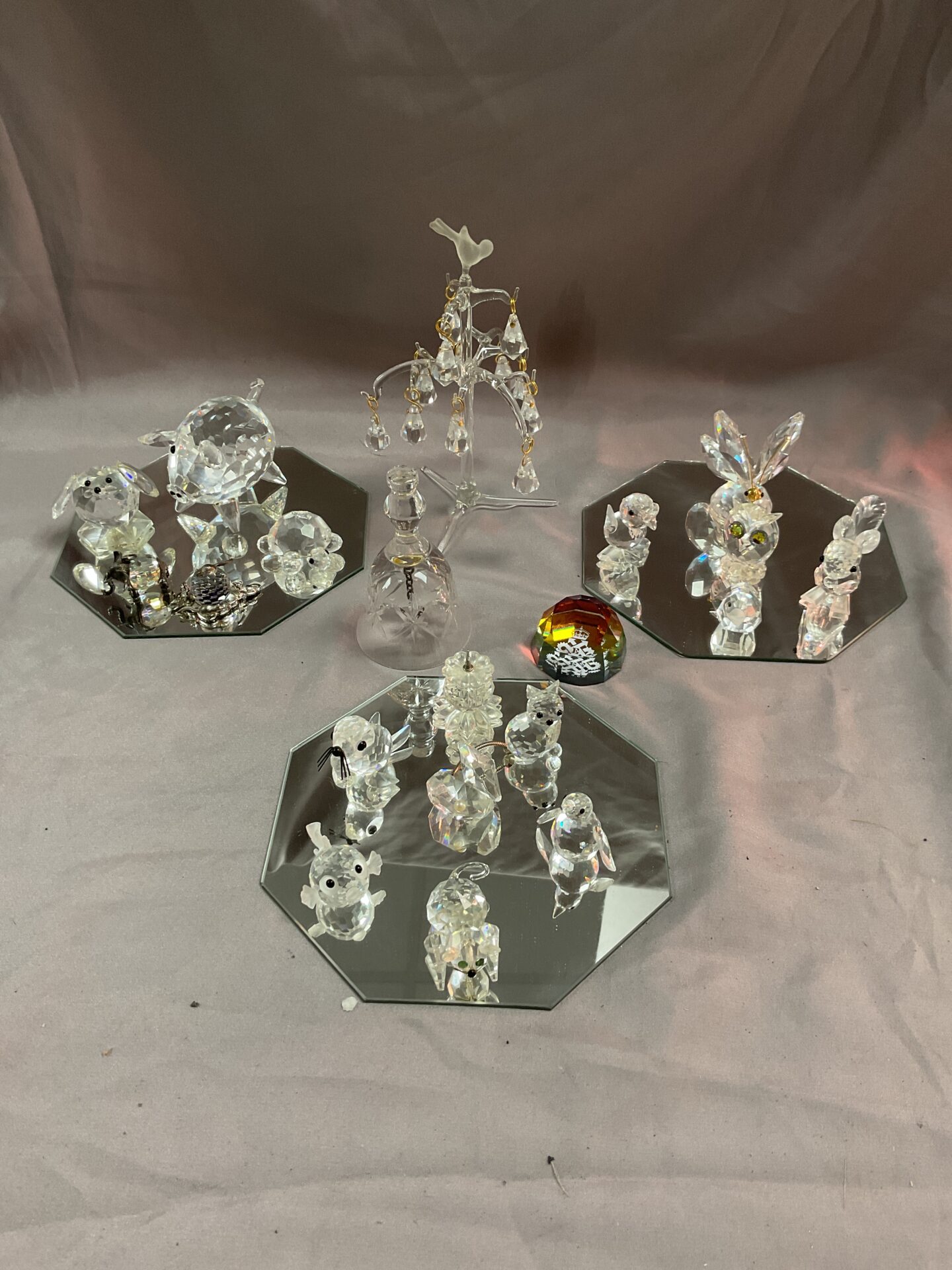 1018 Collection of Swarovski animals and fruit tree