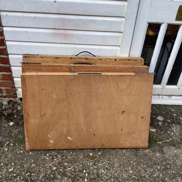 Lot of three vintage wooden paste tables for crafting.