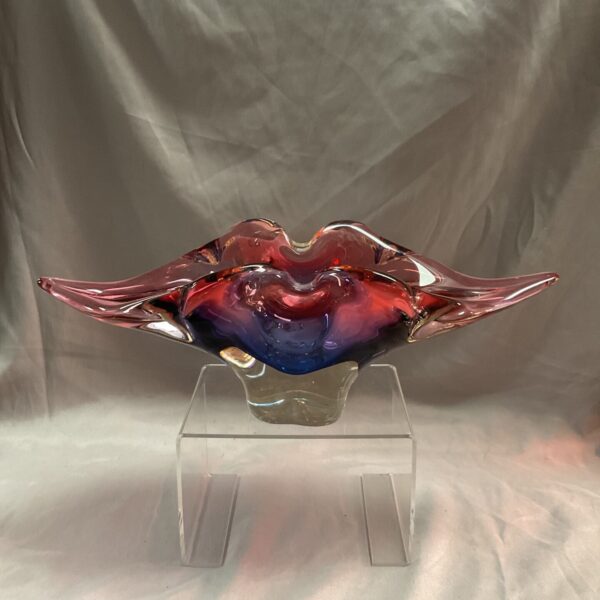 Vintage Czech art glass Murano style vase 12” W