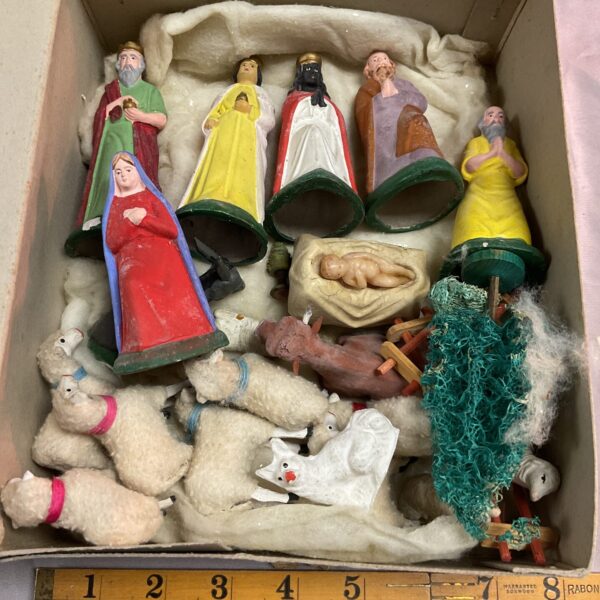 Antique German bisque nativity set with porcelain figurines.