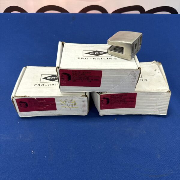 Three boxes of Pro Railing glass clamps, part number 18 06 402f.