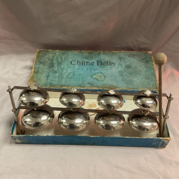 Vintage E Bilger chime bells in original teal box.
