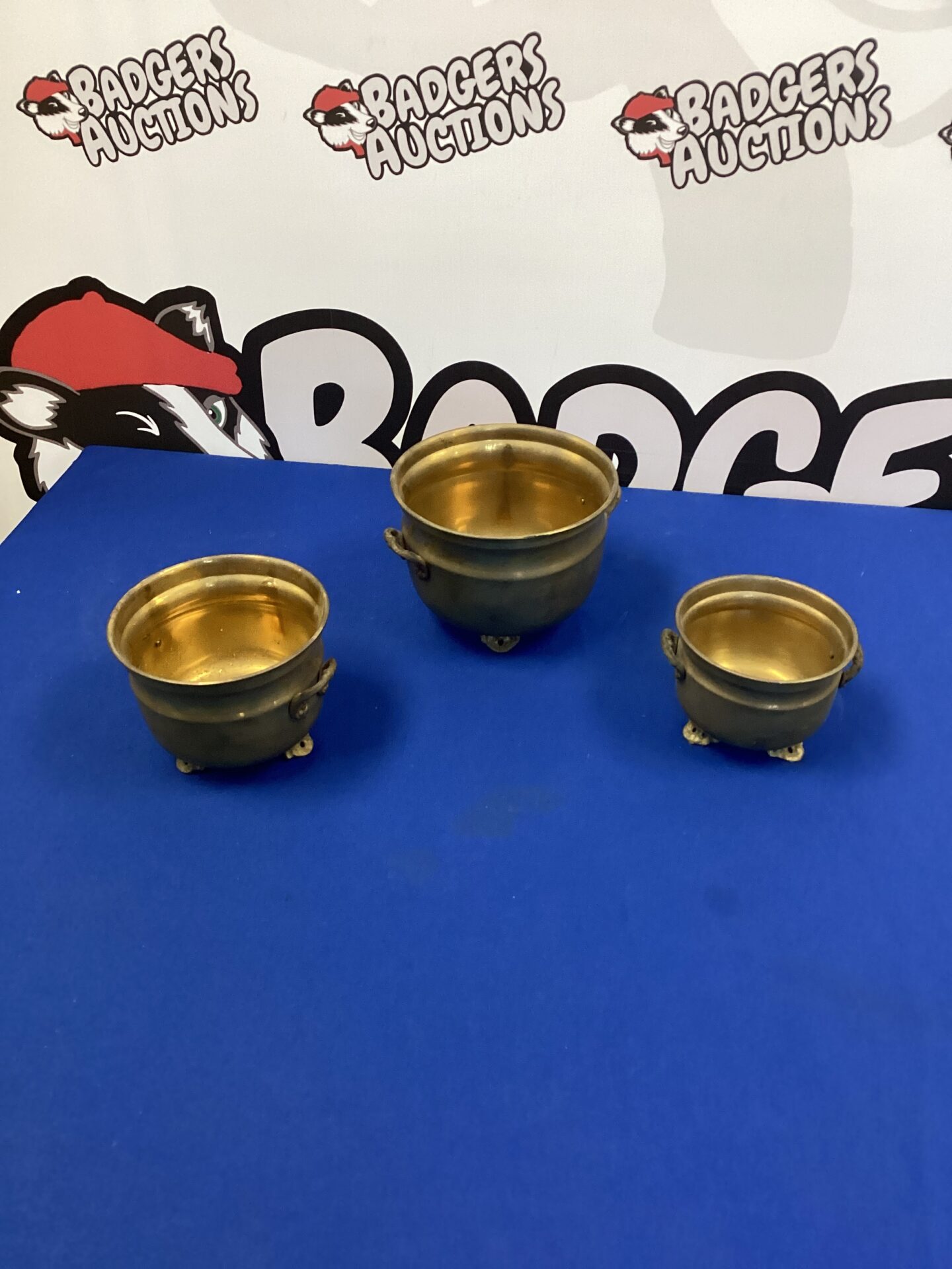 322 Three Brass Flower pot holders
