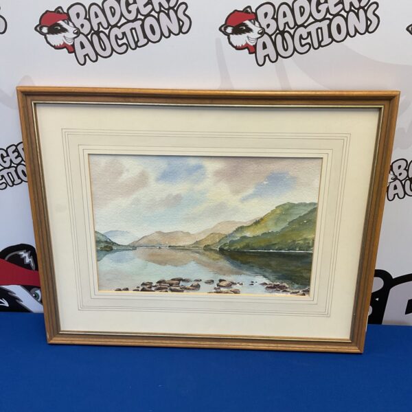 Signed Ohn Stanton watercolour painting of Ullswater in the Lake District.