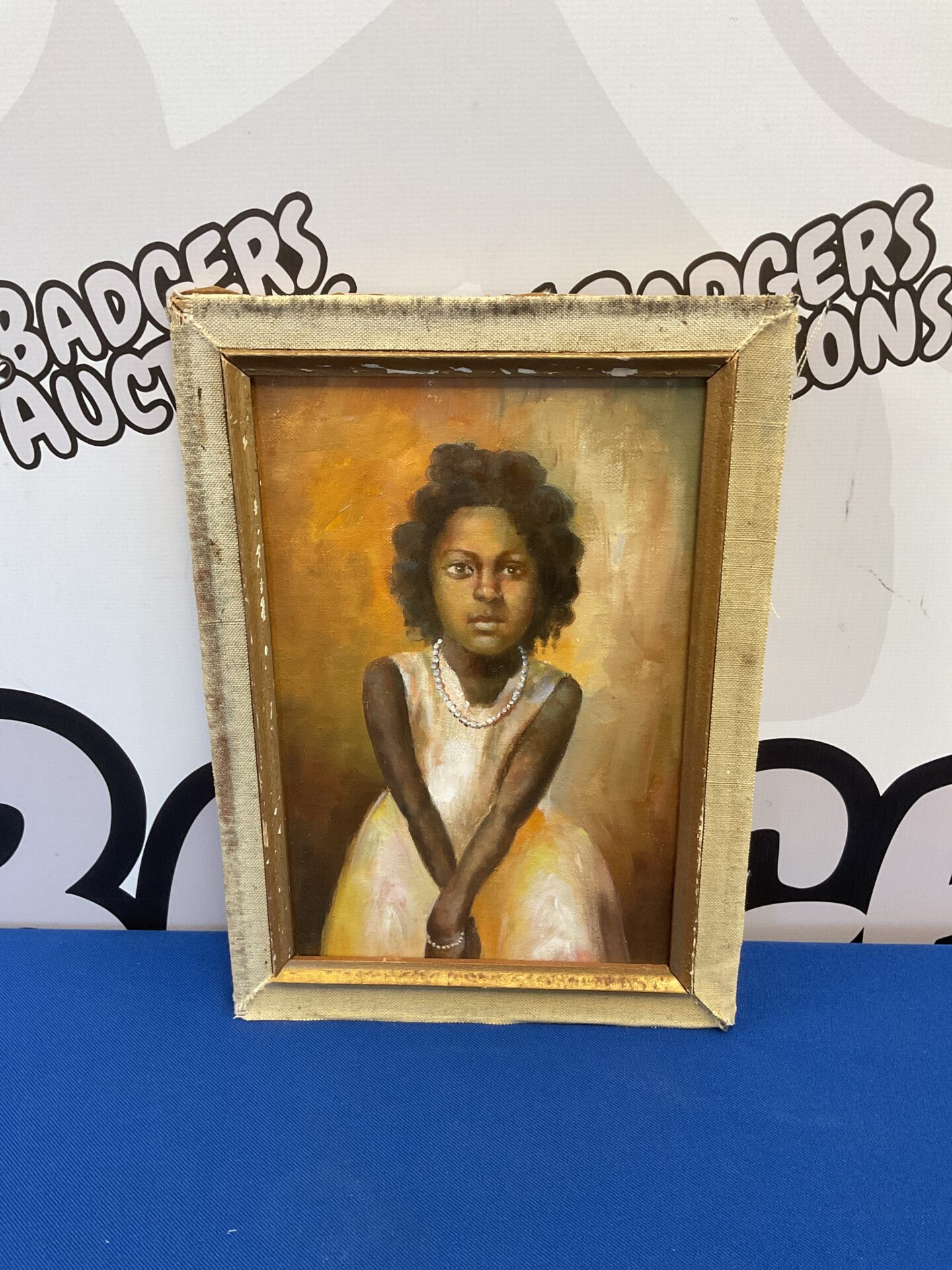 802 framed oil painting study of an african girl