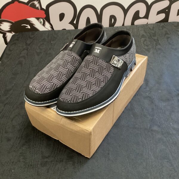 Men's size 12 fashion shoes with patterned design.