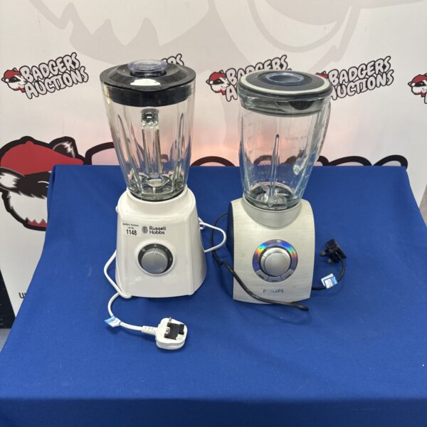 Vintage Philips and Russell Hobbs food blender in used condition.