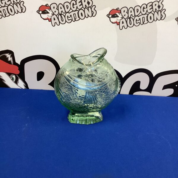 Vintage clear glass fish vase, collectible art glass.