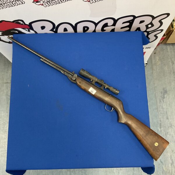 Vintage Webley Mark III .22cal air rifle with scope.