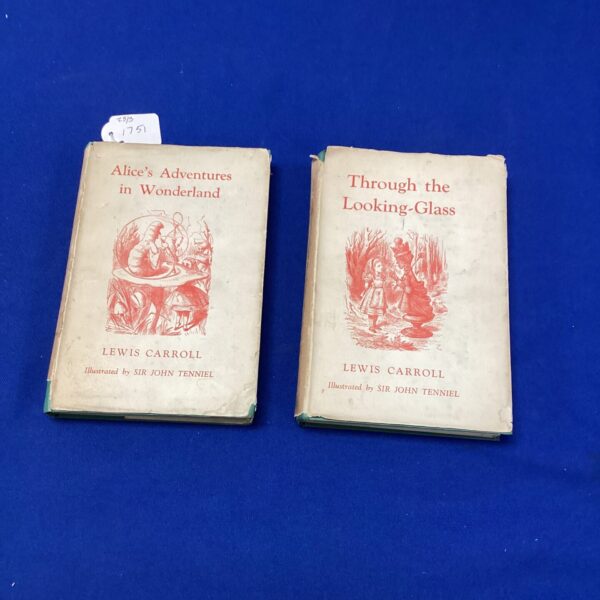 Vintage Lewis Carroll books, Alice in Wonderland and Through the Looking-Glass.