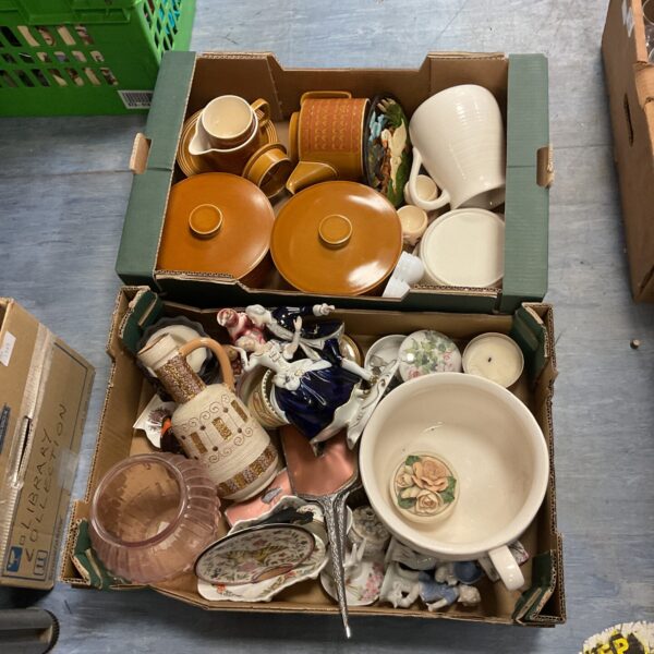 Vintage Hornsea pottery collection with stoneware and figurines.