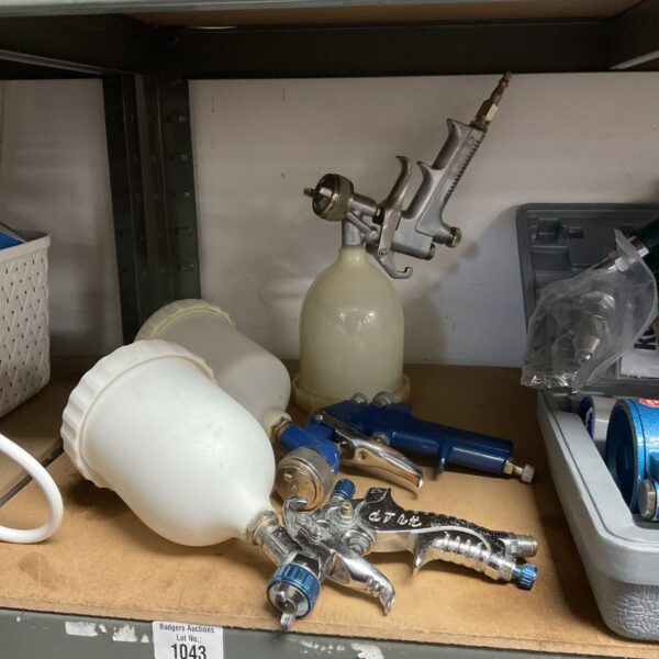 Lot of three used air spray guns for automotive or hobby projects.