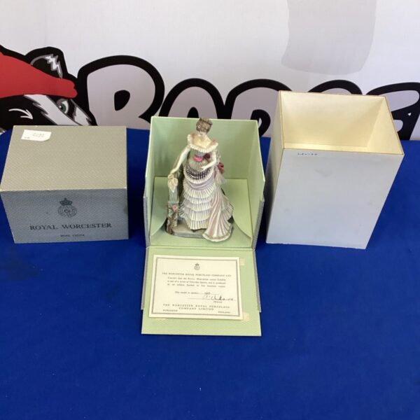 Royal Worcester Louisa figurine with certificate, collectible bone china.