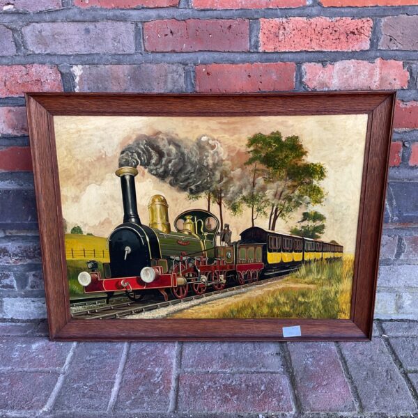 Vintage oil painting of a Rotherham & Sheffield Railway steam train.