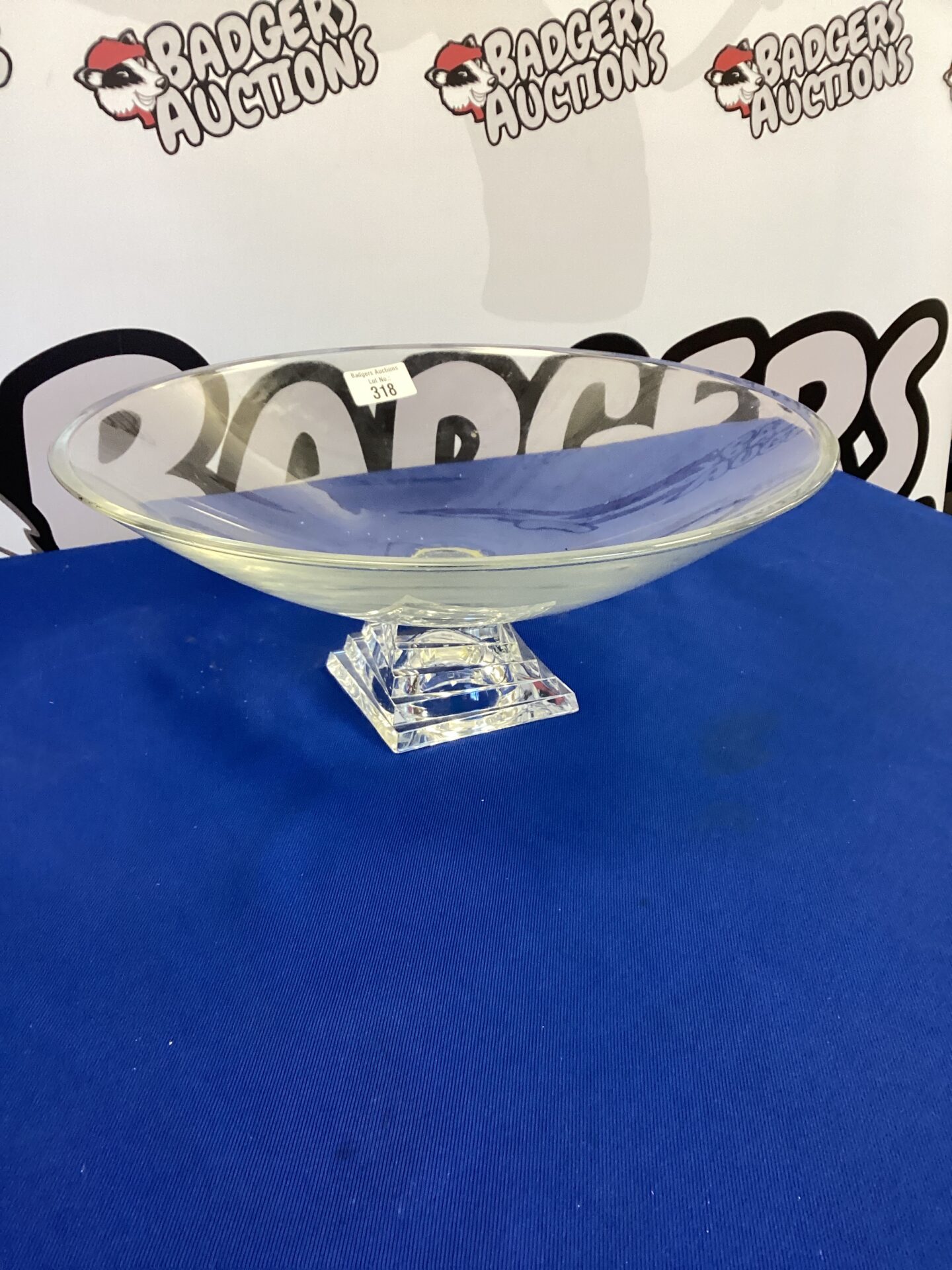 318 Large Pedestal Crystal Bowl Center Piece