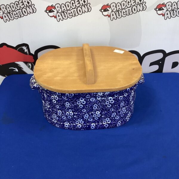 Vintage Burleigh Calico bread bin with floral design.