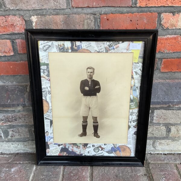 Antique framed photograph of a footballer by Greenway Studio.