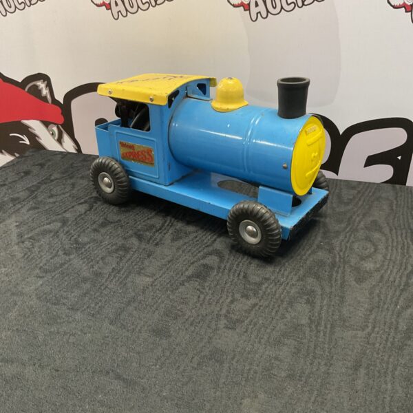 Vintage blue Triang tinplate train locomotive.