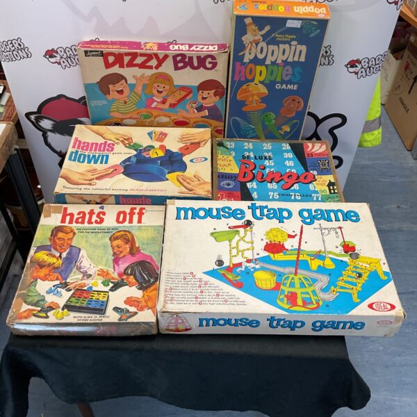 Vintage Ideal Mouse Trap and Poppin’ Hoppies board games lot.