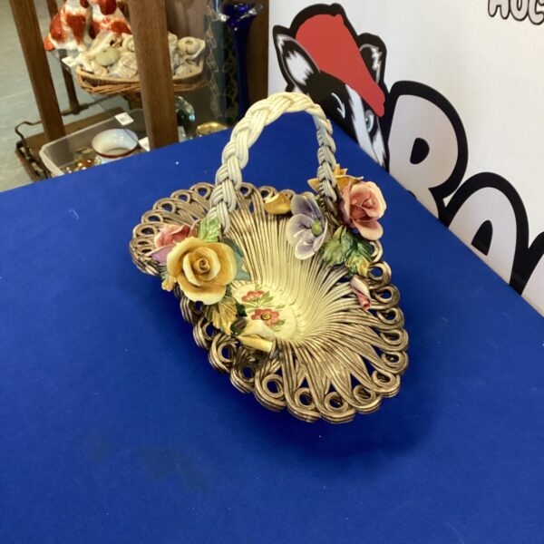Vintage porcelain flower bowl with hand-painted floral design.
