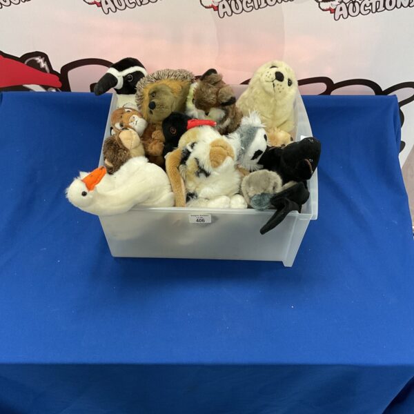 A collection of soft wildlife teddy bears in a mixed lot.