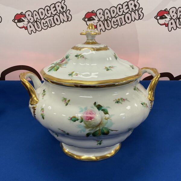 Antique KPM Berlin porcelain tureen with delicate floral painting.