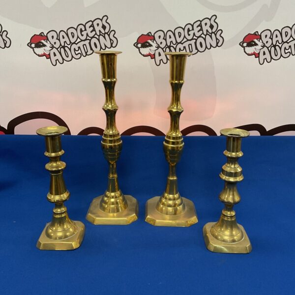 Vintage brass candlesticks, a pair of antique candle holders.