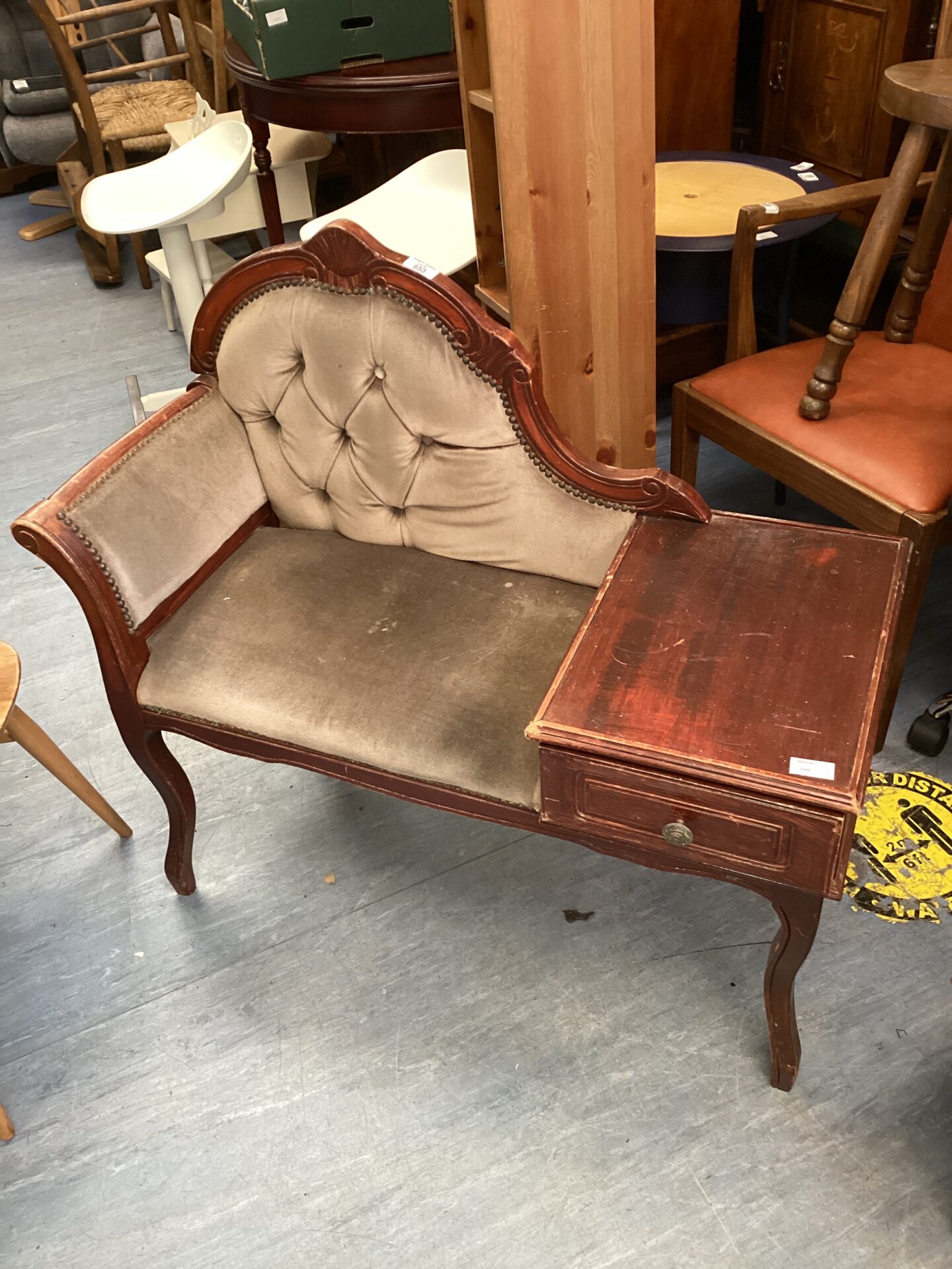 653 Vintage mahogany telephone table