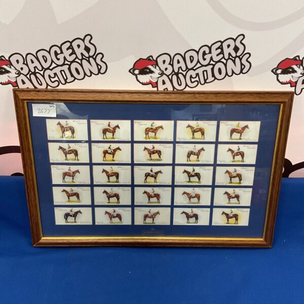 Framed set of vintage Players Grand National cigarette cards.