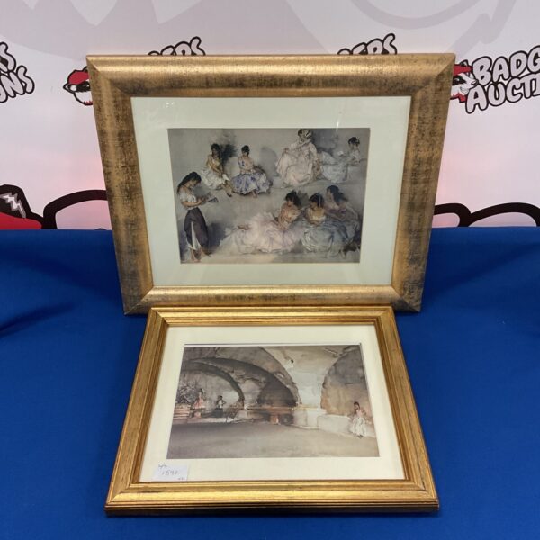 Framed William Russell Flint dancer print, vintage art.