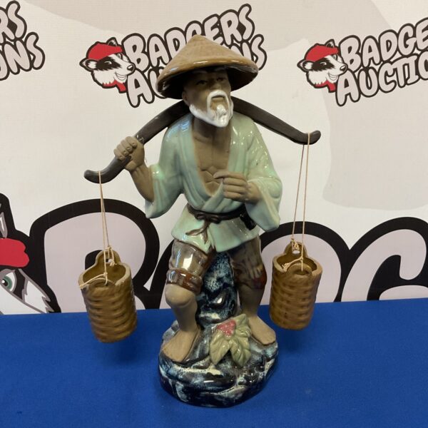 Vintage Chinese fisherman figurine made of swiwan mud.