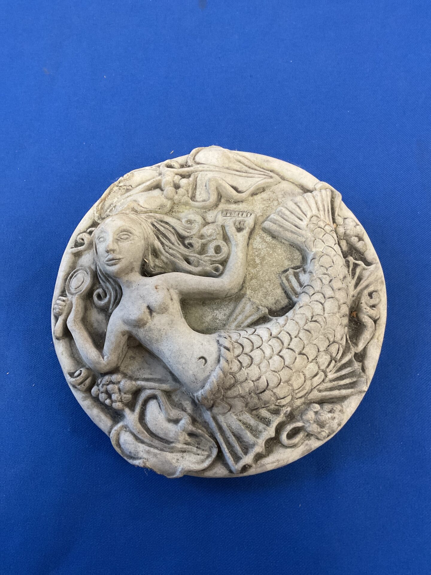 053 Cast stone wall plaque of a mermaid