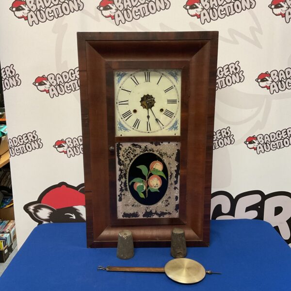 Antique Jerome & Co 30 hour clock with painted scene.