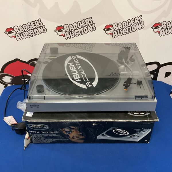 Front view of a vintage Bush MTT2 turntable record player.