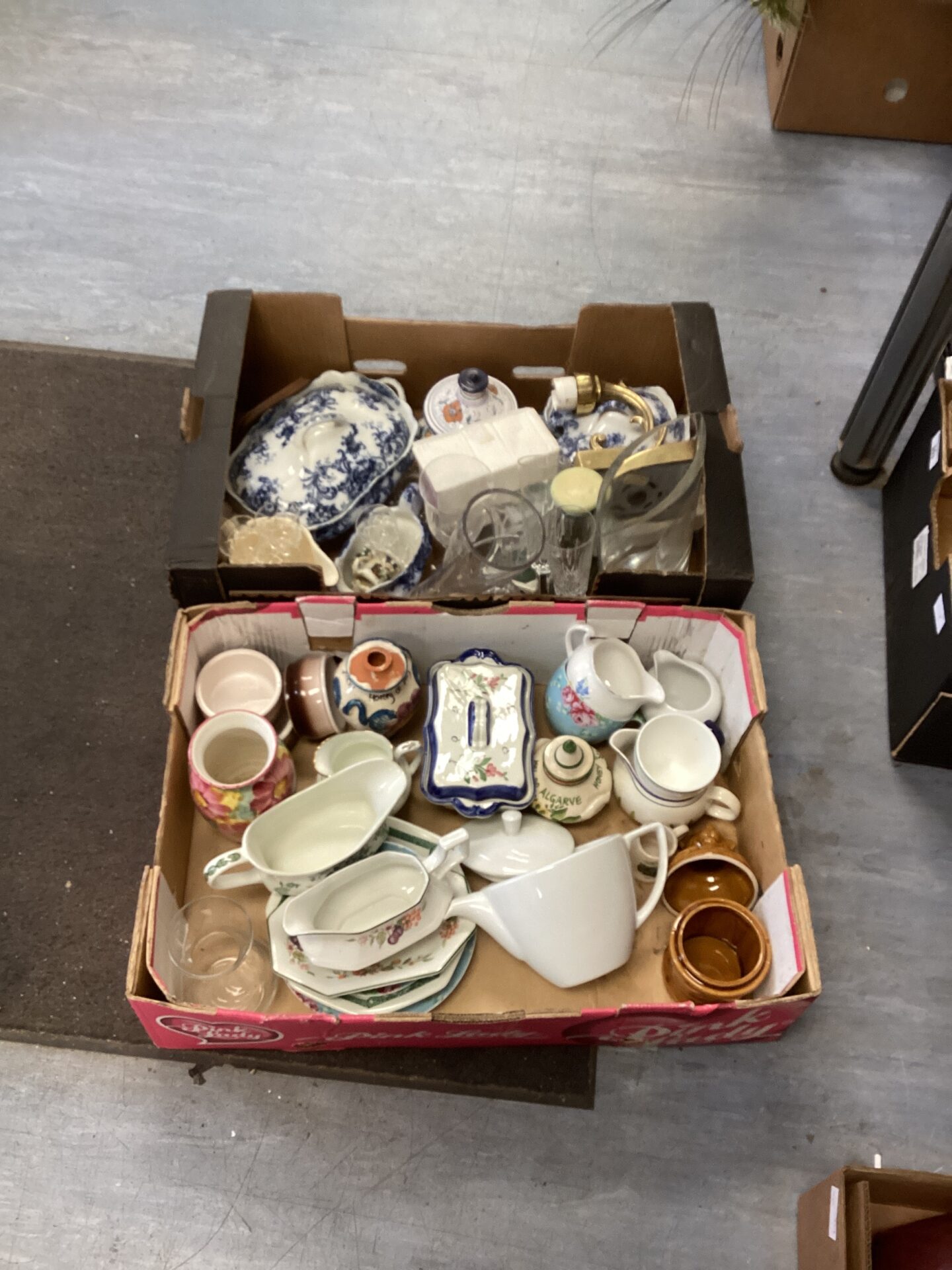 394 Two Trays of mixed kitchenware plus other items