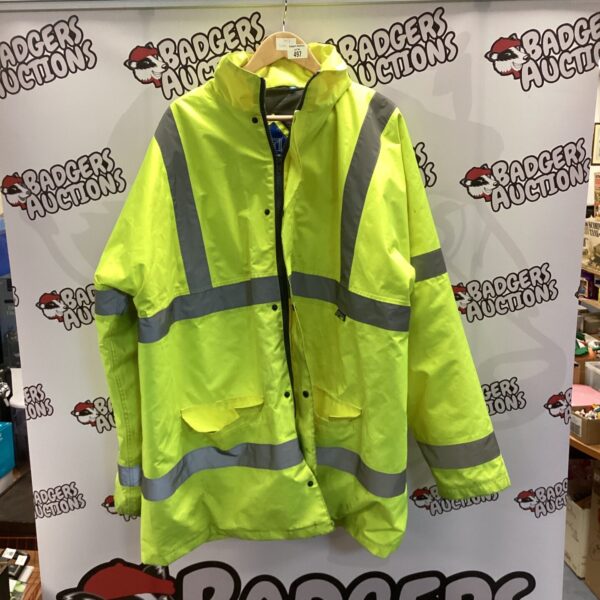 Bright yellow size 3XL hi vis reflective coat for safety.