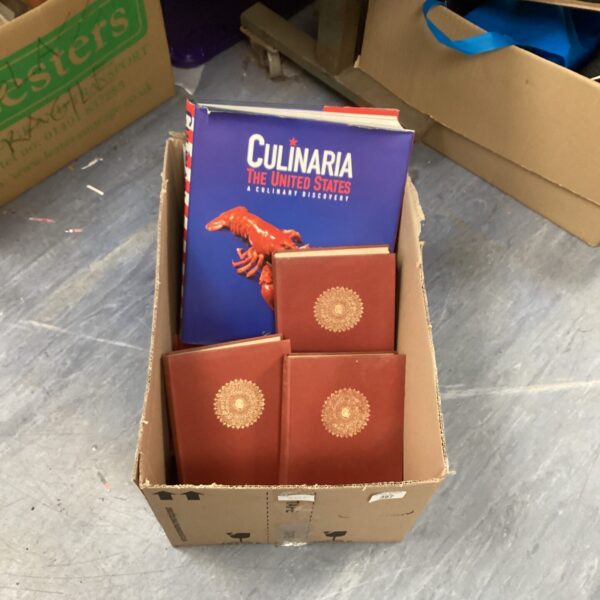 Stack of vintage reference books including Leonardo Da Vinci drawings.