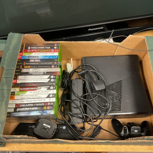Front view of a Microsoft Xbox 360 gaming console.