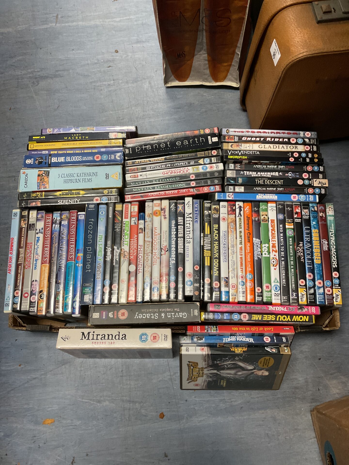 126 Tray of dvds including boxsets