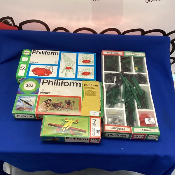Group of vintage Philips Philiform building sets in boxes.