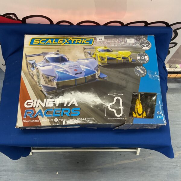 Scalextric Ginetta Racers set in original packaging, collectible slot car racing.