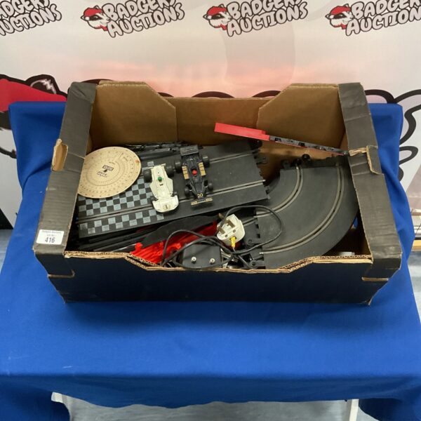 Vintage Scalextric racing set with Walther Wolf car in crate.